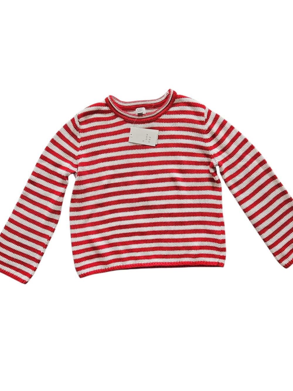 NWT A New Day Red and White Striped Cotton Knit Top size L